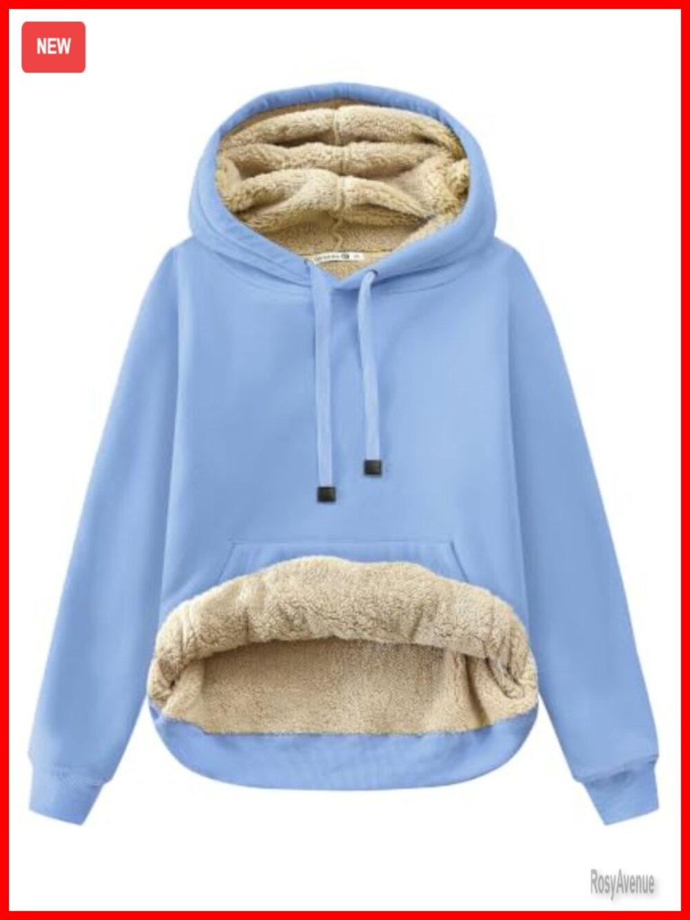 Sherpa Lined Cotton Pullover Hoodie Kangaroo Pocket Winter Sweatshirt
